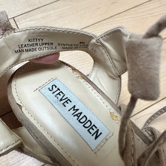 STEVE MADDEN Kittyy Suede Lace Up Gladiator Block Heel Sandal - 8 - Picture 11 of 11